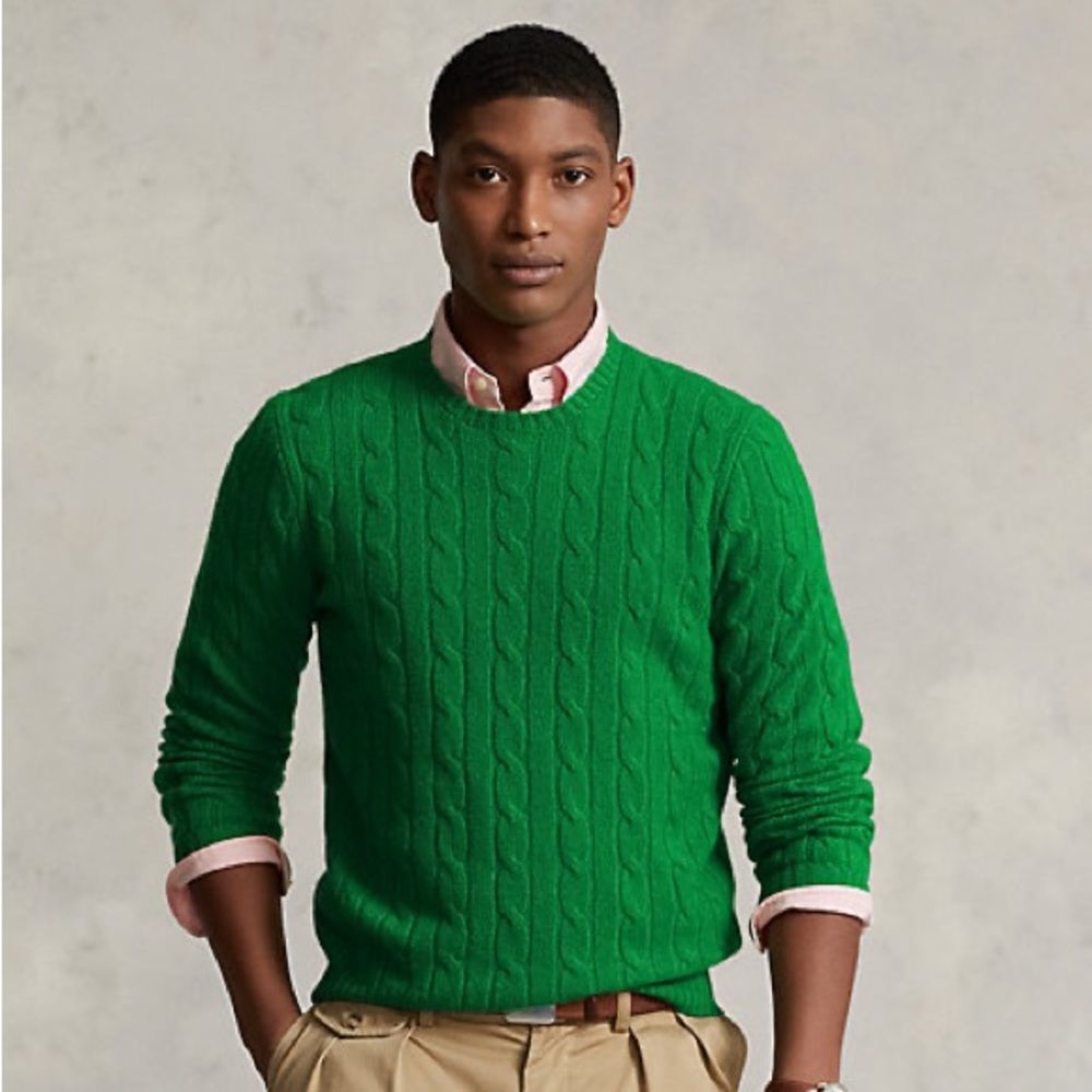 🔥🔥Polo Ralph Lauren The Iconic Cable-Knit Cashmere Sweater, green,M, L🔥🔥 - Picture 1 of 11